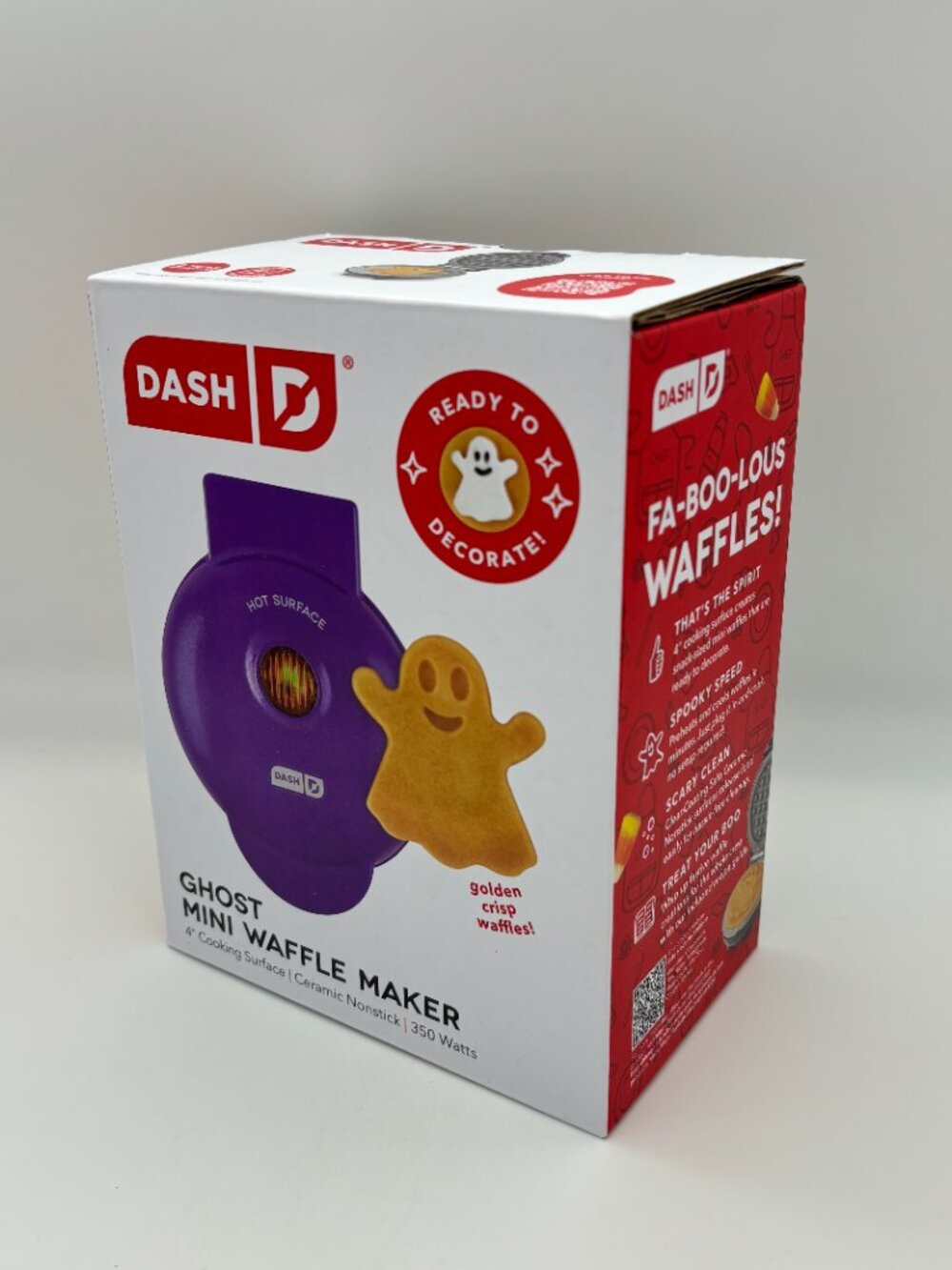Dash GHOST Halloween Mini Waffle Maker, 4" Ceramic Nonstick Cooking Surface